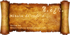 Nikola Árpád névjegykártya