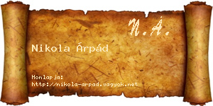 Nikola Árpád névjegykártya