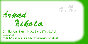 arpad nikola business card